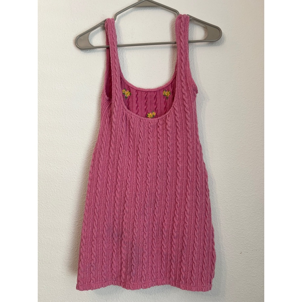 Zara Knit Mini Dress Pink Floral Sleeveless Casual Summer Dress Size S - Picture 2 of 3